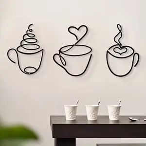 3-Piece Coffee Wall Sculptures, Iron Art Crafts for Cafes & Home Decor, Perfect Christmas Gift Idea, Indoor Wall Decoration