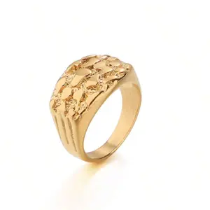 1pc Fashionable Men's Stainless Steel Ring, Hip-Hop Punk Nugget Ring Suitable For Daily Wear