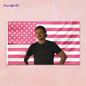 Pedro Pascal Joel American Pink Flag Tapestry, Pedro Pascal Joel  Pink Flags, Decor Pink Flag, Merch Fan Pedro Pascal Joel Hanging Lightweight