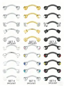 16g Stainless Steel Rook Daith Earrings, Belly Lip Ring, Eyebrow Studs, Cartilage Tragus, Cubic Zirconia Barbell, Body Piercing, 8mm