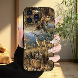 Phone Case: Deer-patterned Phone Case, Compatible with iPhone 11/12/13/14/15/16/17/XR/XS/Plus/Pro/Pro Max Series, a Perfect Gift for Friends and Family.Suitable for a variety of iPhone models, from Iphone 17 series to Iphone 11 series, and Iphone x series