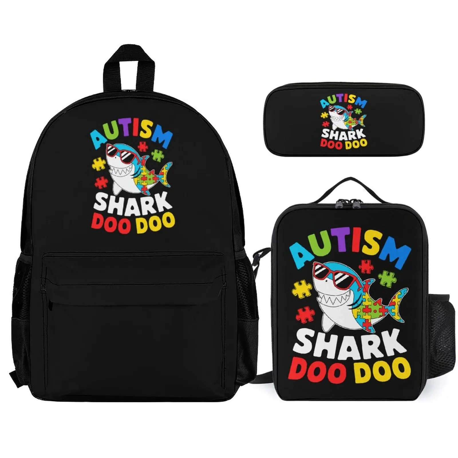Shark Awareness Set of 3 Bags (Shoulder Bag Lunch Bag & Pencil Pouch)