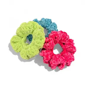 Ruffle Sparkle Scrunchie – Crochet Colorful Glitter Hair Tie for Women & Girls Small, Medium, and Large Assorted Glossy Pleated Scrunchies
