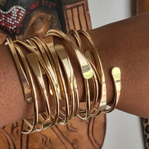 Vintage Bohemian Style Open Cuff Bangle, Fashionable Adjustable Stackable Bracelet for Women & Men, Trendy All-Match Exquisite Jewelry, Birthday Gift Set, Cuff Bangles Bracelets