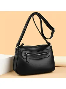 New women's bag, dumpling bag, casual soft leather crossbody bag, fashionable middle-aged mom style shoulder bag for women