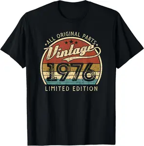 100% Cotton Vintage 1976 Limited Edition 46 Years Old 46th Birthday T-Shirt