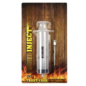 Butcher BBQ Plastic Marinade Injector Syringe with Screw-on Meat Needle for BBQ Grill, 2-oz