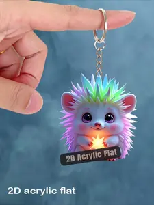 2D flat 1 cute hedgehog keychain - acrylic cartoon animal pendant, suitable for backpacks, mobile phones, cars and home decoration, ideal for birthday or Valentine's Day gifts, mobile phone pendant | Cartoon Hedgehog Design