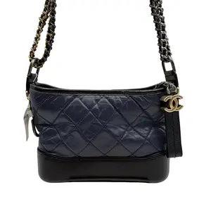 Pre-owned CHANEL Navy Blue Quilted Leather Gabrielle Chain Hobo Shoulder Handbag