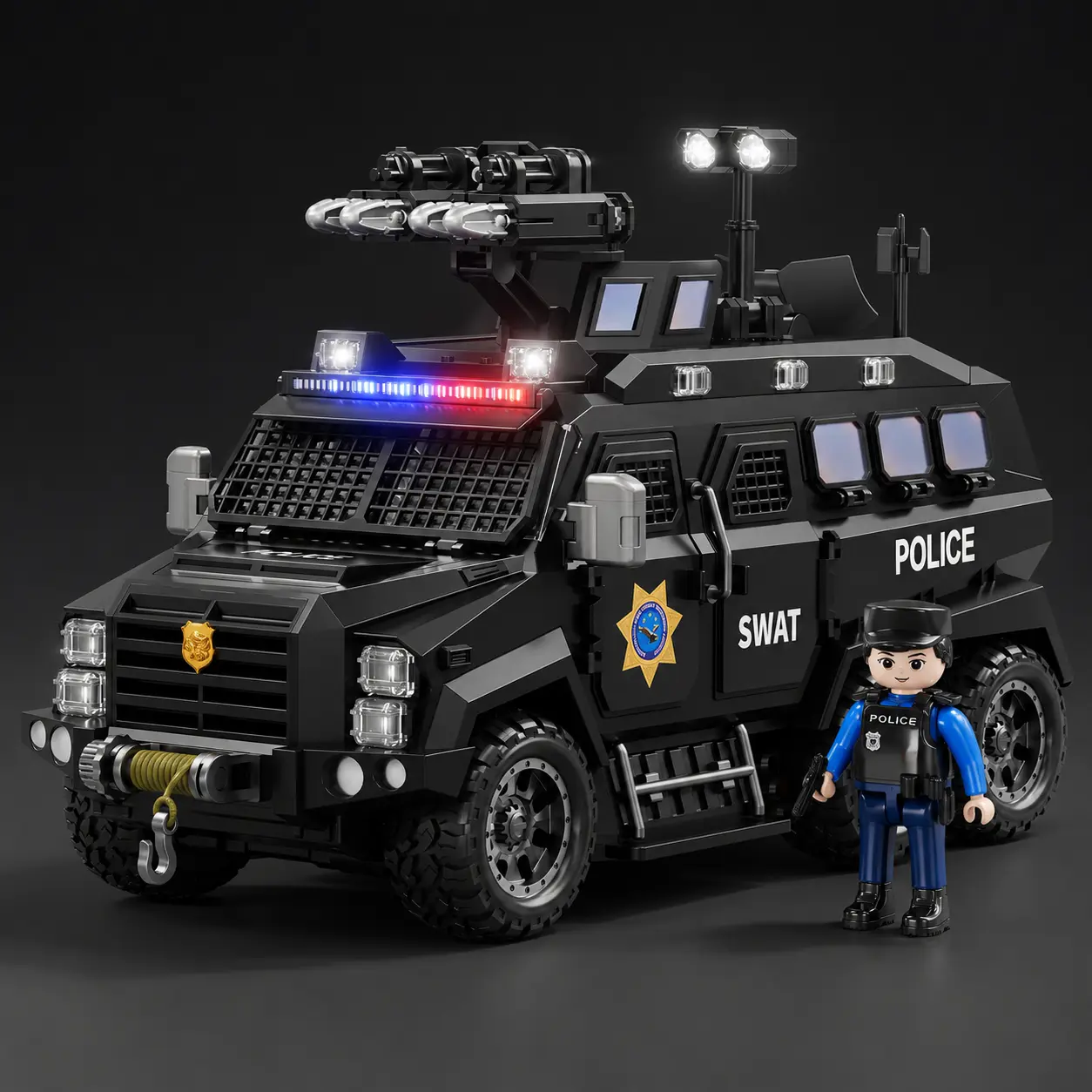 Special Police Armored Vehicle Educational Building Block Model Toy,Complete Set Contains 6 Police&Villain Minifigures,Rich Assortment of Weapons and Police Gear Accessories,Supports Immersive Police Role Play,Perfect Birthday&Holiday Surprise Gift
