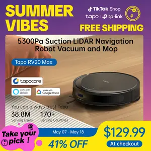 [Summervibes] TP-Link & Tapo RV20 Max MagSlim LiDAR Robot Vacuum & Mop – 5300 Pa Hyper-Suction, 3.27" Ultra-Slim , 97 %+ Dust Pickup, Carpet Boost & Avoid, 2D/3D Mapping, Alexa & Google Ready