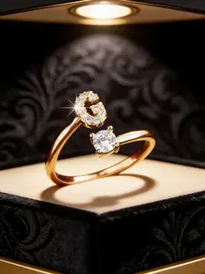 26 Letter Open Adjustable Ring，Minimalist Stackable Ring for Women – Perfect for Gifting, Parties & Daily Wear