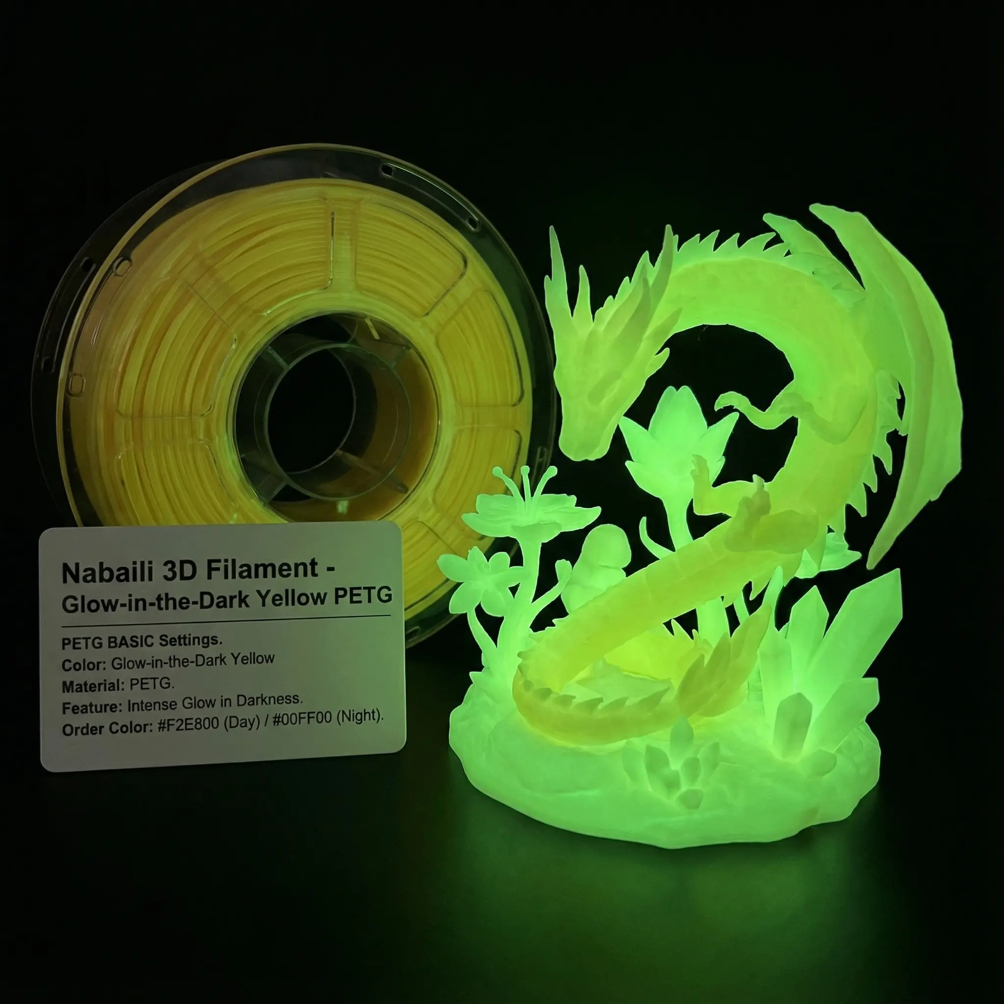 Nabali Basic Orange Glow-in-the-Dark PETG 3D Printer Filament, Intense Glow, Ideal for Vibrant 3D Prints #YGC