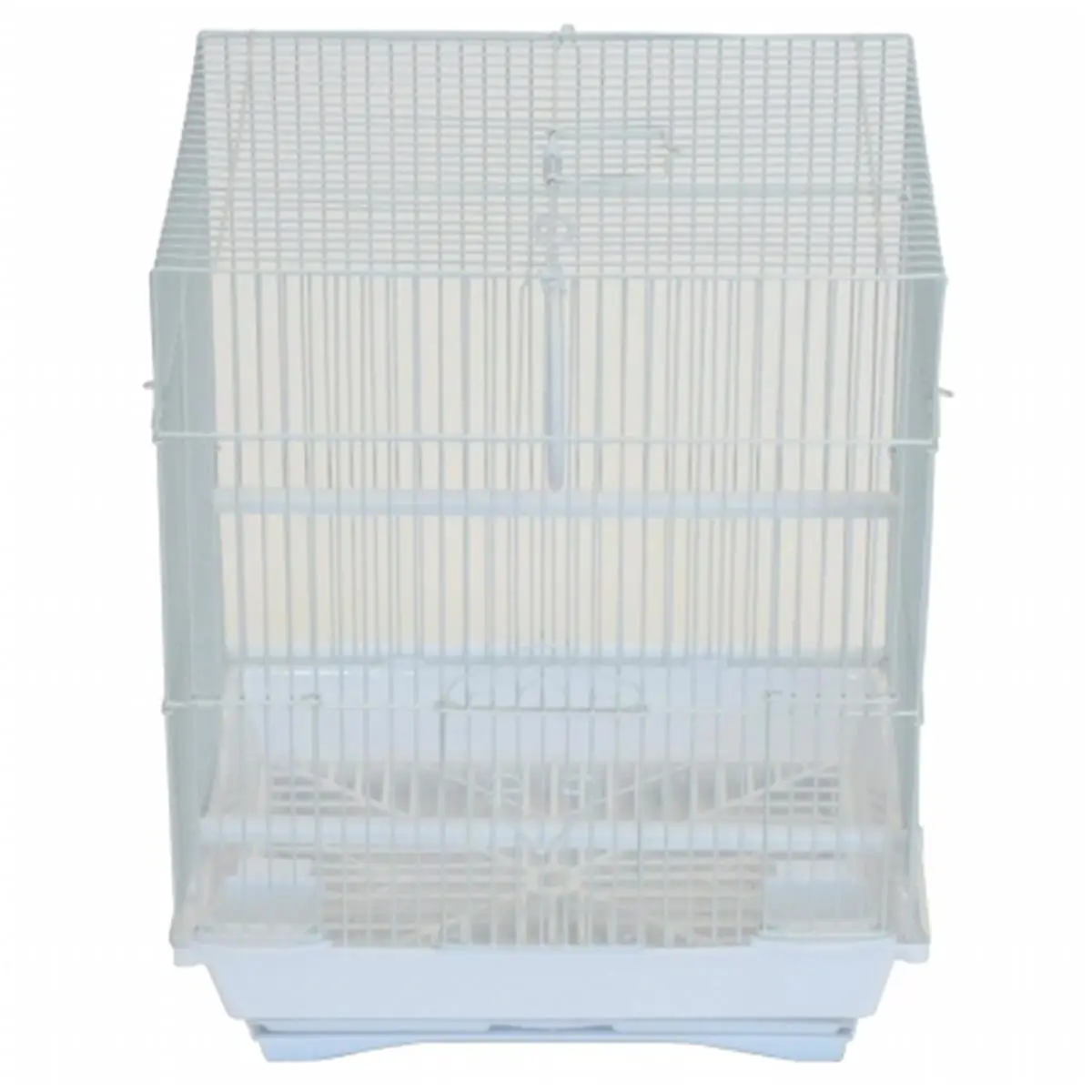212 MAIN 13.3x10.8x16.5 in. Flat Top Medium Parakeet Bird Cage, White, Easy Cleaning Slide-Out Tray, Top Handle