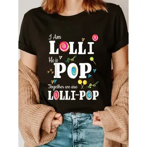 Celebrate sweet style with our "Lolli-Pop" Women's Black Graphic Cotton T-Shirt, featuring playful candy-themed print. Lightweight 190g short sleeve tee with classic round neck, perfect for everyday casual wear or gifts for sweet tooth lovers. Embrace tre