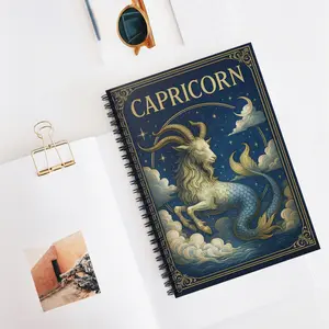 Mystic Zodiac Capricorn Spiral Journal - Ruled Lines, Zodiac Journal, Astrology Gift, Planner, Capricorn Decor, Perfect for Students