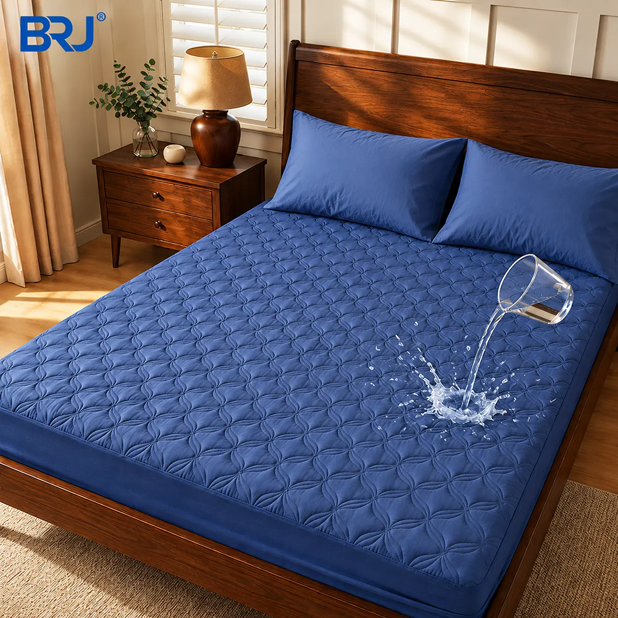 BRJ Waterproof Mattress Protector - Bed Cover Protector with 100% Water Guard, Spillblock Layer, TPU Backing, Soft Skin-Friendly Breathable Plain Cover, Classic Quilted Design, Quiet Sleep Support, Deep Pocket Fits 6-18" Mattresses, Machine Washable