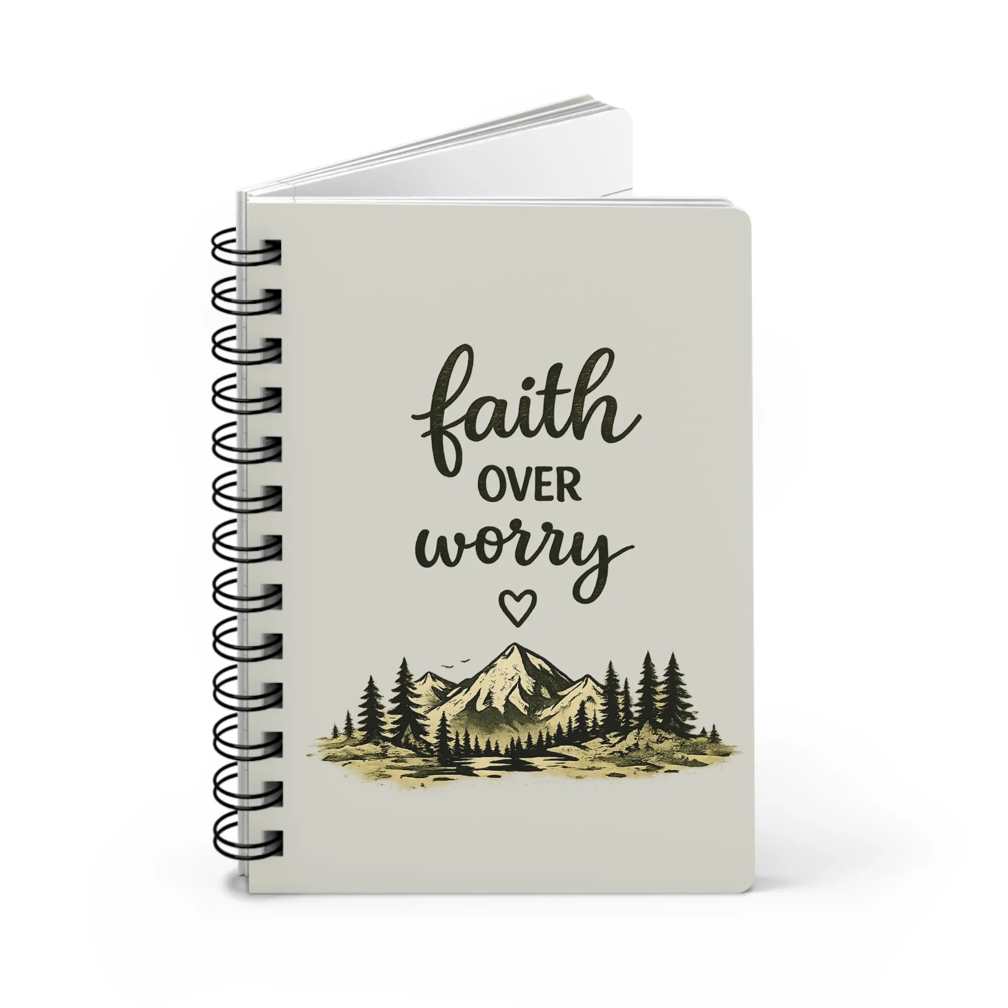 Motivational Faith Over Worry Spiral-Bound Journal, Classic Paper Writing Notebook for Office Stationery Supplies