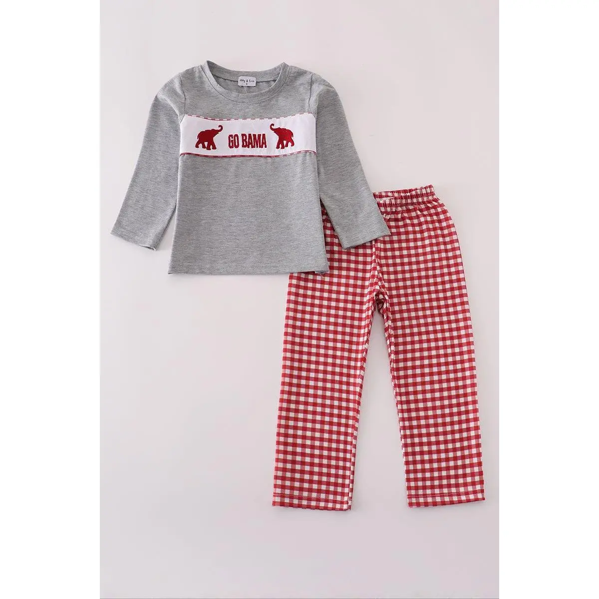 Alabama embroidery gingham pants set
