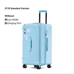 2025 New Large Capacity Cup Holder Luggage Suitcase USB Charging Women Girl Carry-On Boarding Luggage Travel 20/24/26/28 inch