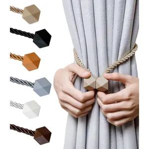 Curtain Tiebacks- Upgrade 2022 with a Thicker Twist Rope &   Tieback Window  Holdbacks Draperies Holders Decorative Drape Handmade Tie  (Beige, 4)