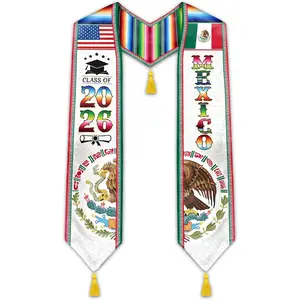 Mexican Graduation Sash, Hispanic Mexican American Graduation Stole Class of 2026 Labfen