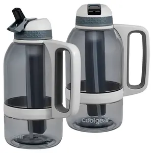 COOL GEAR 2-Pack 64 oz System Sports Water Bottle with Freezer Stick and Handle | Durable, Shatter Resistant Tritan™ Material Colored Water Bottle