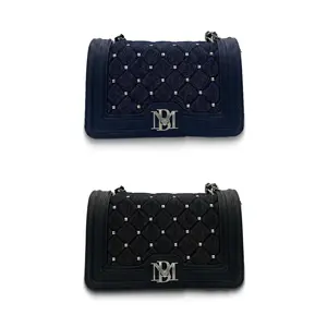 Badgley Mischka Quilted Denim Crossbody Bag