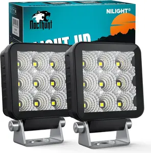 Nilight 2PCS 3Inch 9LED Bright Floodlight Super Slim Offroad Driving Work Lights, Built-in EMC, Waterproof Side/Ditch Lights for Tractor, Truck, Motorbike, Light Bar Car, Bright Light