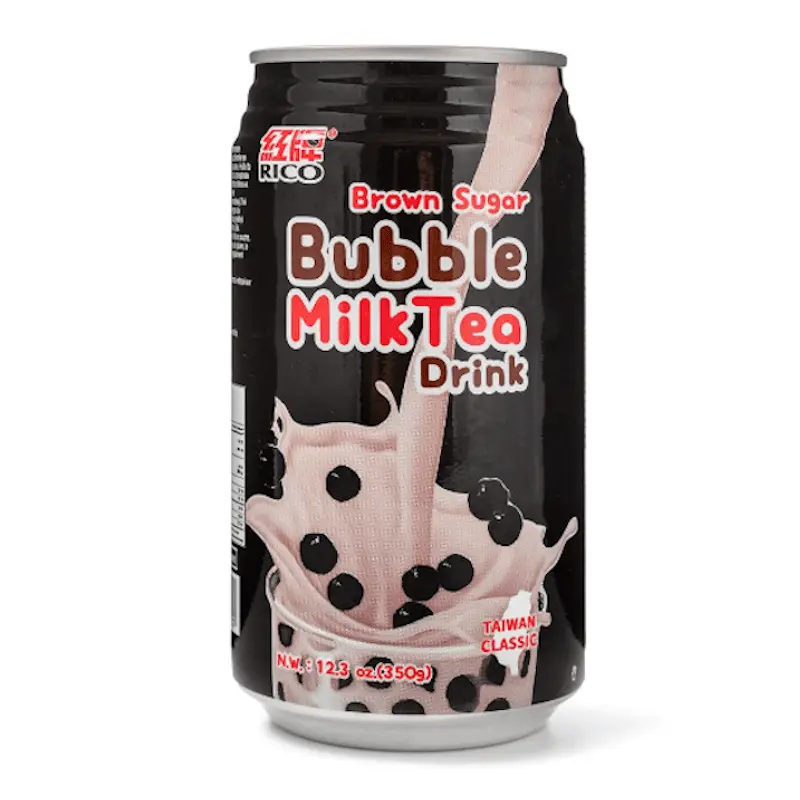 RICO Dairy Milky Bubble Brown Sugar Milk Tea Drink with Tapioca Pearls, 12.3 oz, No Artificial Additives, No Artificial Flavor