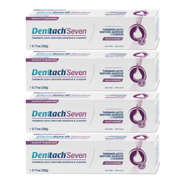 Denttach Seven Denture Adhesive, Thermoplastic Denture Cushion and Reliner, Upper and Lower Denture Comfort for Up to 7 Days, Zero Glue, Zinc Free (4)