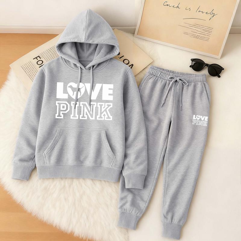 Women's Pink Print Hoodie And Drawstring Track Pants Set, Casual Sportswear, Long-Sleeved Hooded Jacket And Pants, Suitable For Autumn And Winter, Everyday Wear, Indoor And Outdoor Sportswear, Casual Sportswear. Women's Pink Print Hoodie And Drawstring Track Pants Set, Casual Sportswear, Long-Sleeved Hooded Jacket And Pants, Suitable For Autumn And Winter, Everyday Wear, Indoor And Outdoor Sportswear, Casual Sportswear.