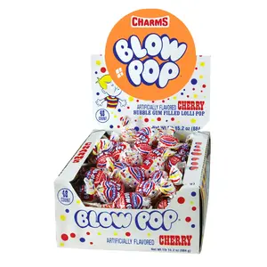 Charms Cherry Blow Pop 48 ct. - Sweet and Hard Lollipop with Chewy Bubblegum Flavor with Cherry Flavor - 48 Count Pack Snack Candy