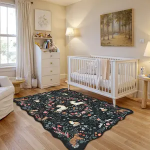 Bohemian Vintage Floral Unicorn Carpet, Non-Slip Washable Mat, Home Decor for Living Room, Bedroom, Kitchen, Indoor Outdoor Use