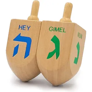 Let's Play Dreidel The Hanukkah Game 2 Extra Large Wood Dreidels Instructions Included