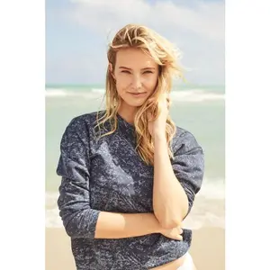 Tonal Distress Print Top In Dress Blues