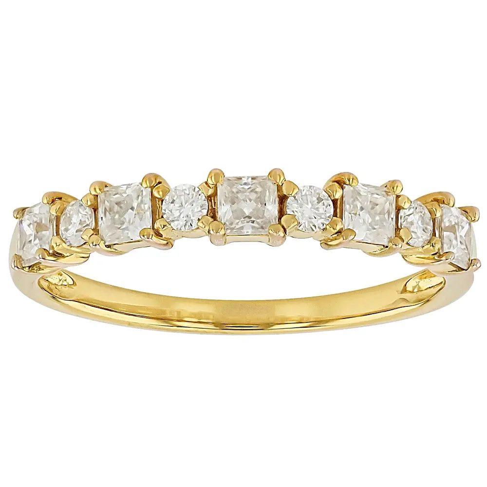 JTV Moissanite 14k Yellow Gold Over Sterling Silver Band Ring 0.62ctw DEW