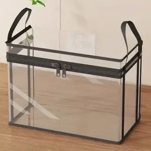 【Summervibes】Large Clear Thick Plastic Storage Box with Hinged Lid, Heavy-Duty Durable High Capacity Organizer, Perfect for Home, Camping, Travel, Attic and Moving