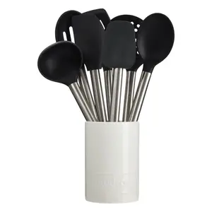 GoodCook Ready 8pc Silicone Tool and Crock Set: Ladle, Spatula, Slotted Turner, Utensil Holder, Dishwasher-Safe