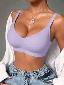 Seamless Wireless Bra for Women with Support - No Underwire Full Coverage Push Up Womens Deep V Bras Wireless Comfortable Bra Supportive No Underwire Bras T-shirt Push Up Bralettes Plunge Seamless Bra No Underwire Full Coverage Push Up Bras