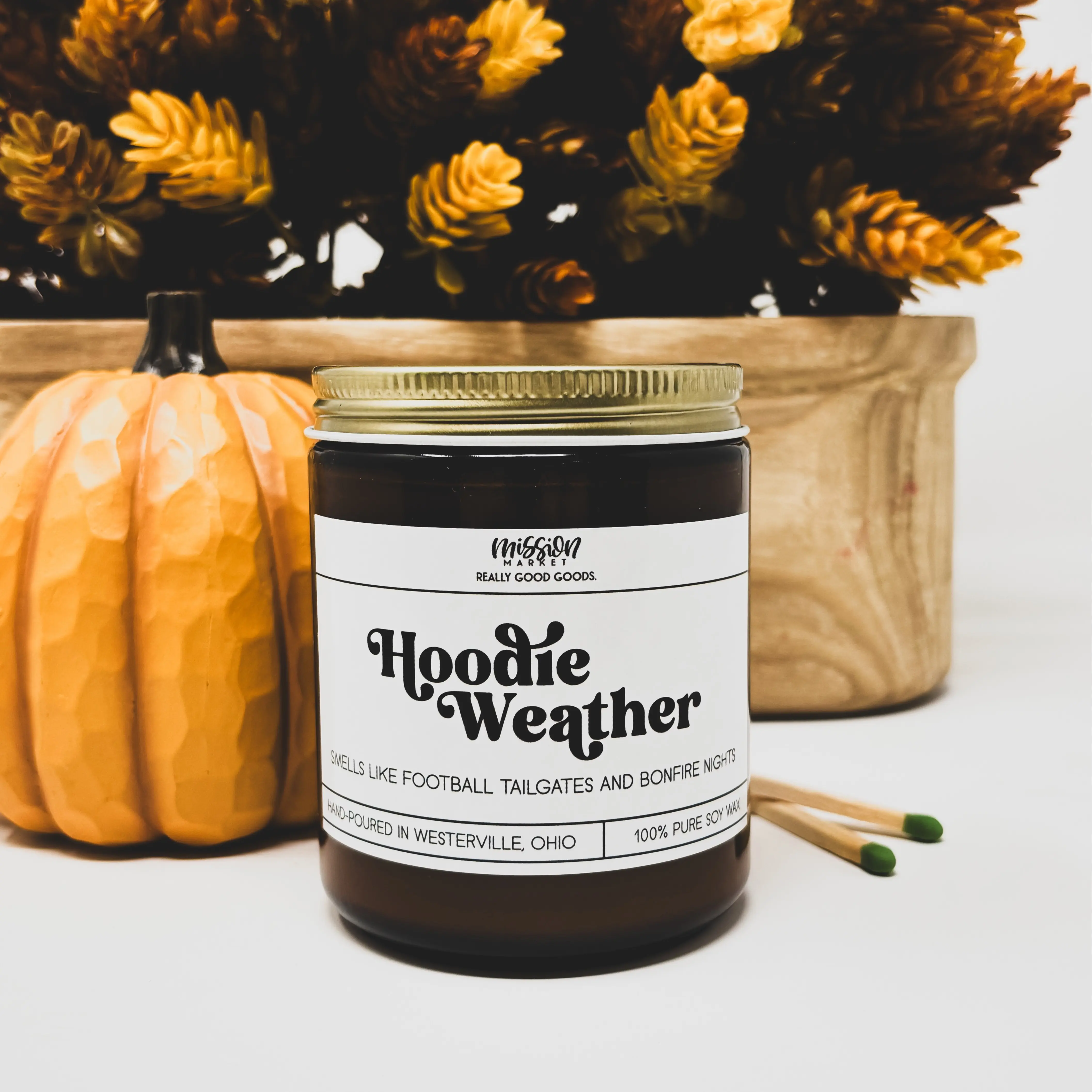 Hoodie Weather Candle | Choose Your Scent | 8 oz. Hand-Poured Soy Wax Candle | Funny Candle Gift