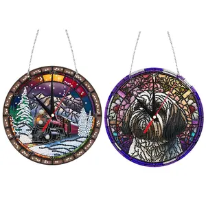 Diamond Painting Train / Puppy Dog Clock Acrylic Sticky Mosaic Clock for Home Decor diamonds are