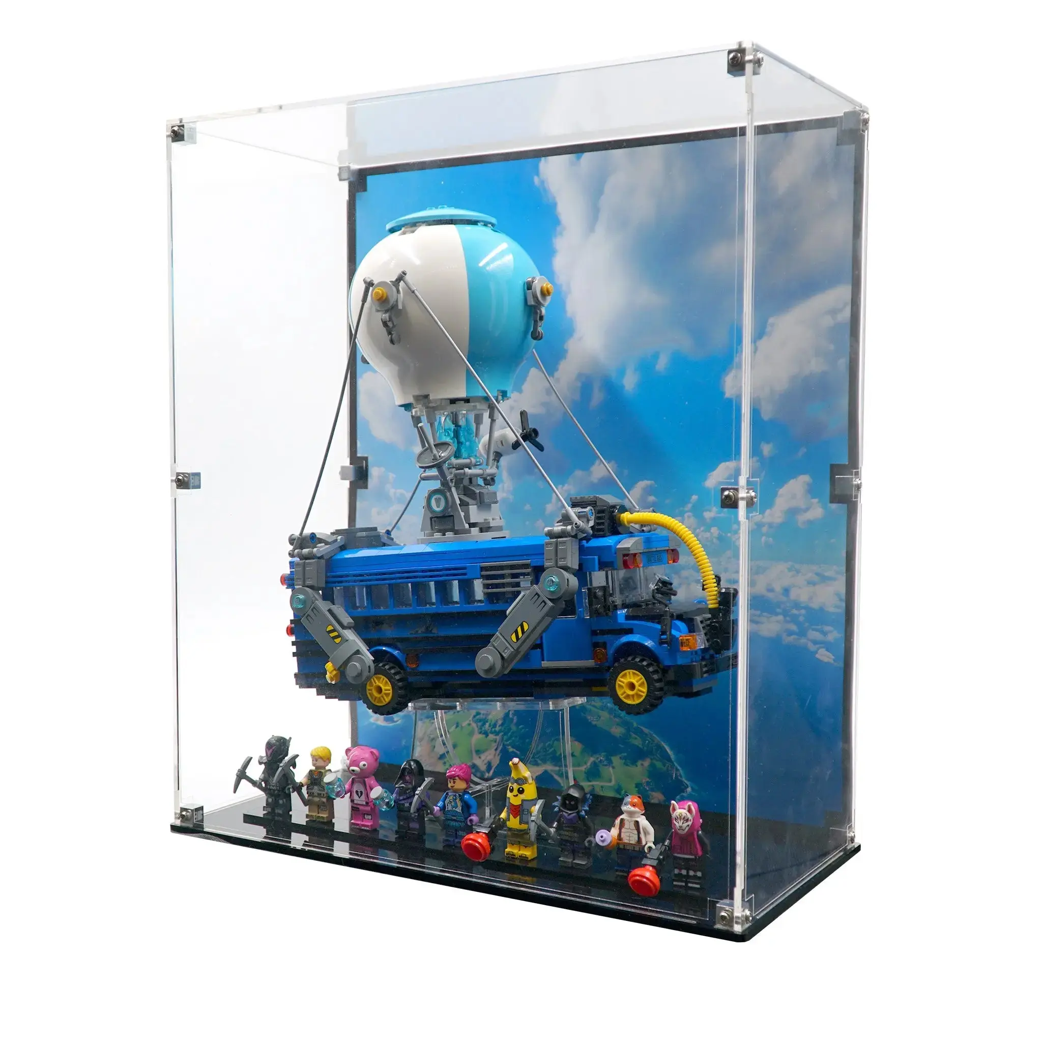 Acrylic Display Case UV Print Compatible with LEGO® 77073 Fortnite Battle Bus - Set Not Included