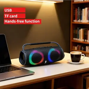 Portable Drum-Style Bluetooth Speaker with Handle – Wireless Outdoor Speaker with FM Radio, Deep Bass, USB/TF Playback & Long Battery Life