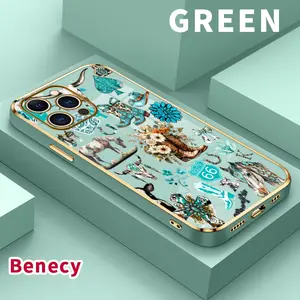 Luxury Electroplated TPU Phone Case for iPhone 17 15 Pro Max 16 14 Air Plus 13 12 11 Cowboy Cactus Caper Classic Straight Design Ultra Thin Soft Smartphone Cover