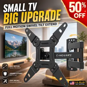 TV Wall Mount Full Motion TV Mount for 13 to 42 Inch TVs and Monitors Swivel Tilt Extension Articulating Arm Space Saving Wall Bracket Max VESA 200x200 Holds up to 44 lbs Small TV Mount Bedroom Kitchen Office Guest Room Corner Viewing LED LCD Screen