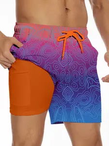 LZLER Men's Swim Trunks Compression Liner Quick Dry Swimwear for Men Bathing Suits with Pocket