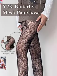 Y2K Butterfly Mesh Pantyhose, Transparent Lace Stockings, High Stretch Anti-Pilling Silk Socks, Y2K Babe Exclusive