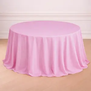 Polyester Round Tablecloth 132" Pink - Seamless Finish Table Cover