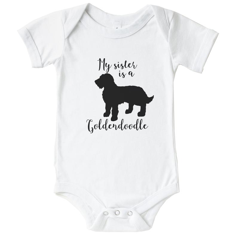 My Sister Is A Goldendoodle Cute Dog One Piece Baby Bodysuit - Goldendoodle One Piece Baby Bodysuit